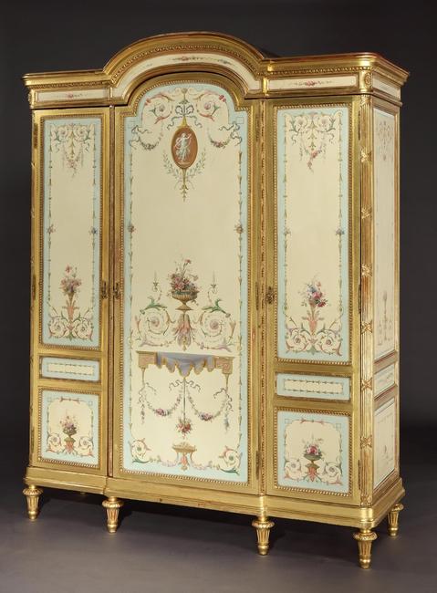 Butchoff Antiques, Painted Wardrobe constructed in mahogany in the Louis XVIth manner, circa 1890